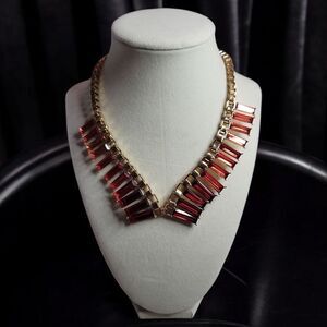 INC International Concepts Gold and Red Geometric Fashion Necklace NWT